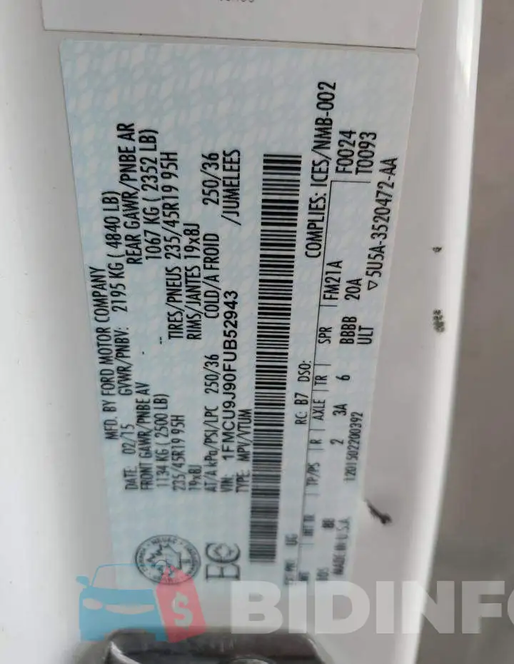 1FMCU9J90FUB52943 Photo# 12