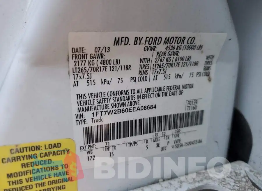 1FT7W2B60EEA08684 Photo# 12