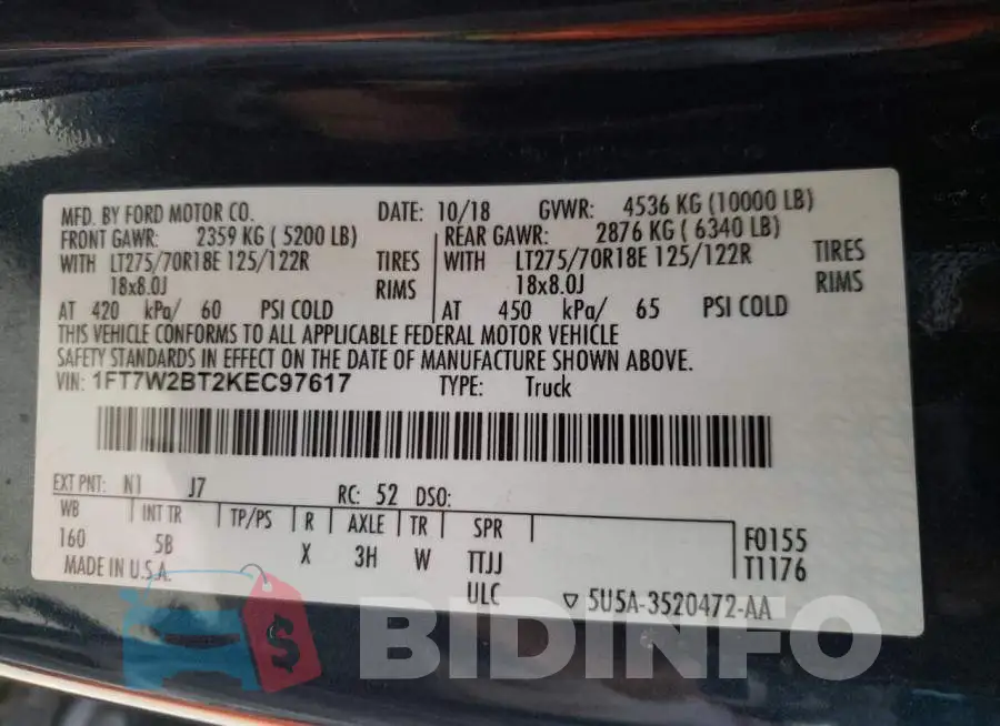 1FT7W2BT2KEC97617 Photo# 12