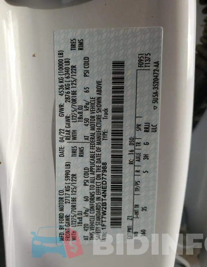 1FT7W2BT4NED77988 Photo# 12