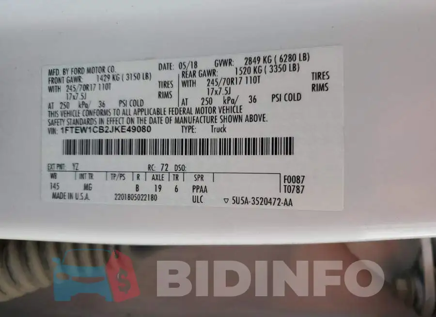 1FTEW1CB2JKE49080 Photo# 12