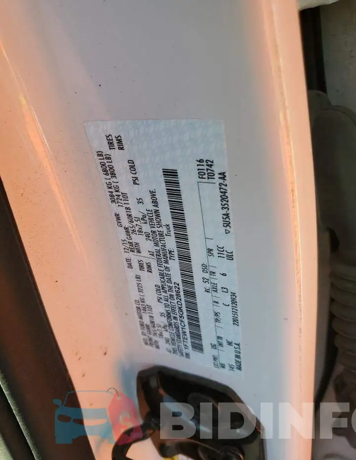1FTEW1CF5GKD28622 Photo# 13