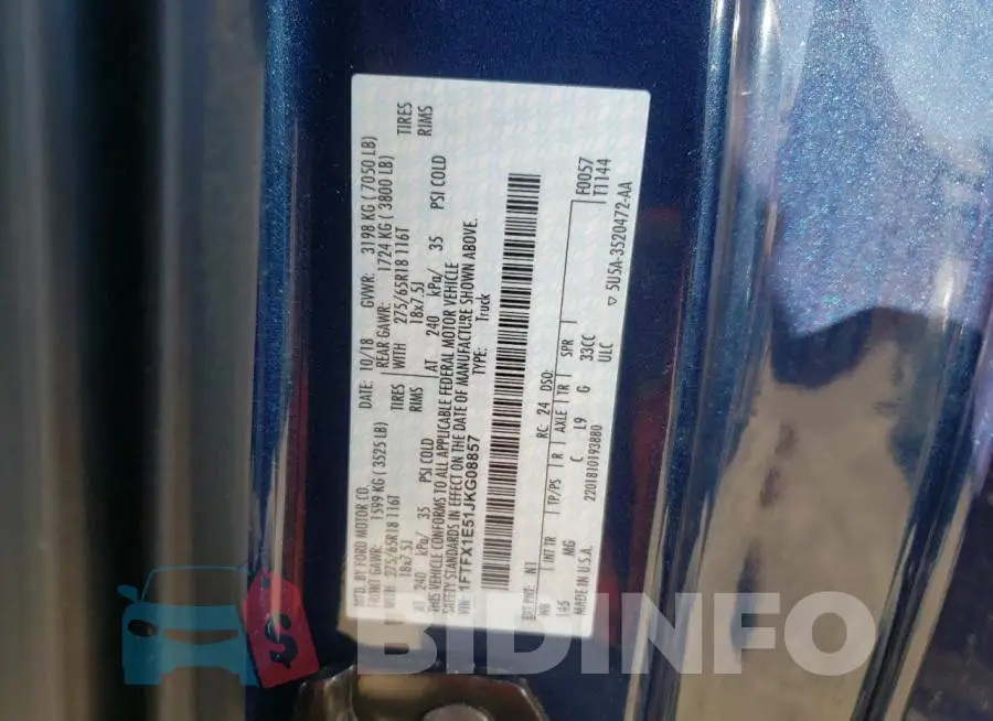 1FTFX1E51JKG08857 Photo# 12