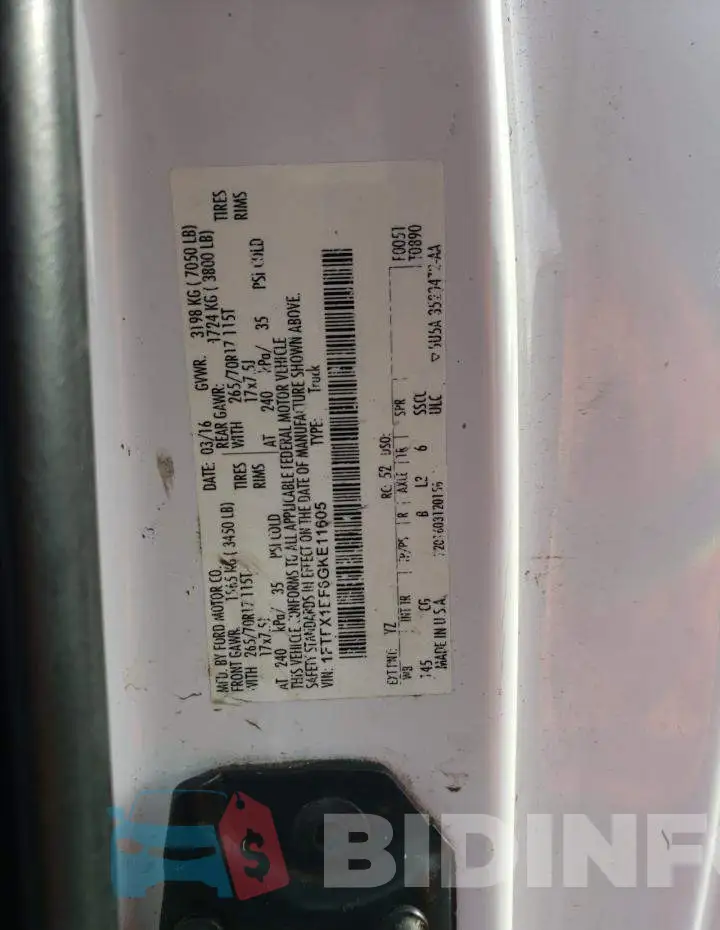 1FTFX1EF6GKE11605 Photo# 12