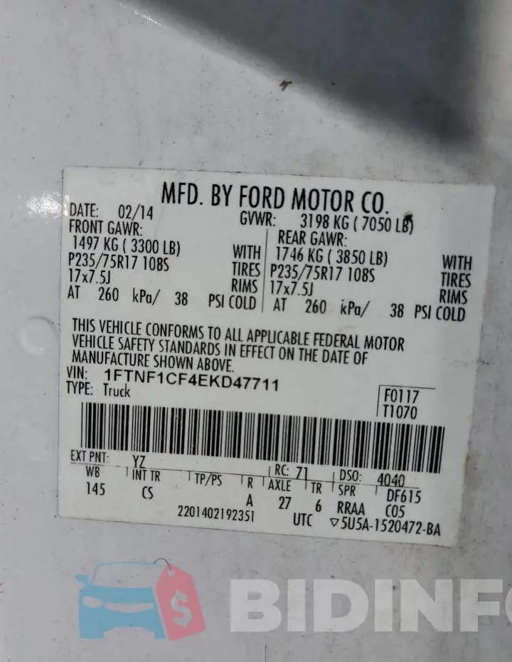 1FTNF1CF4EKD47711 Photo# 12