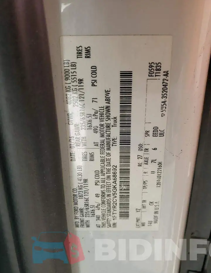 1FTYR2CV5GKA68692 Photo# 13