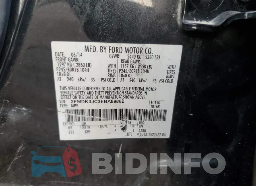 2FMDK3JC3EBA89862 Photo# 13