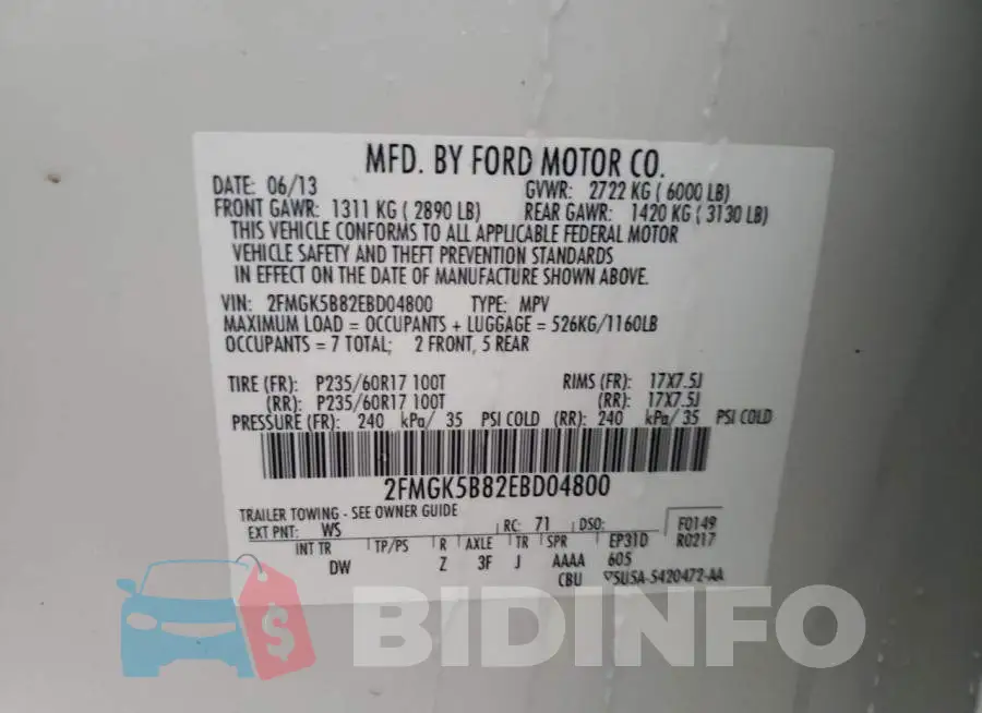 2FMGK5B82EBD04800 Photo# 13