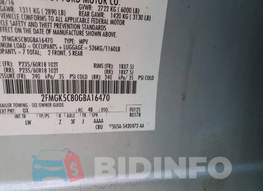 2FMGK5C80GBA16470 Photo# 12