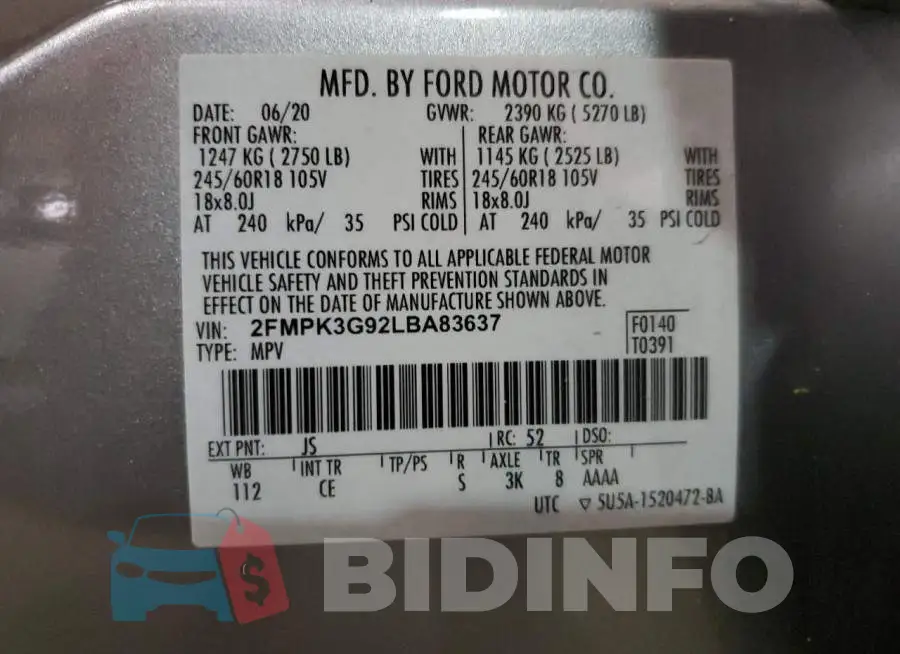 2FMPK3G92LBA83637 Photo# 13