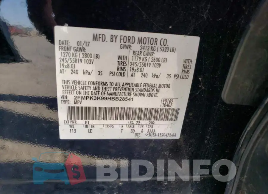 2FMPK3K99HBB28541 Photo# 12