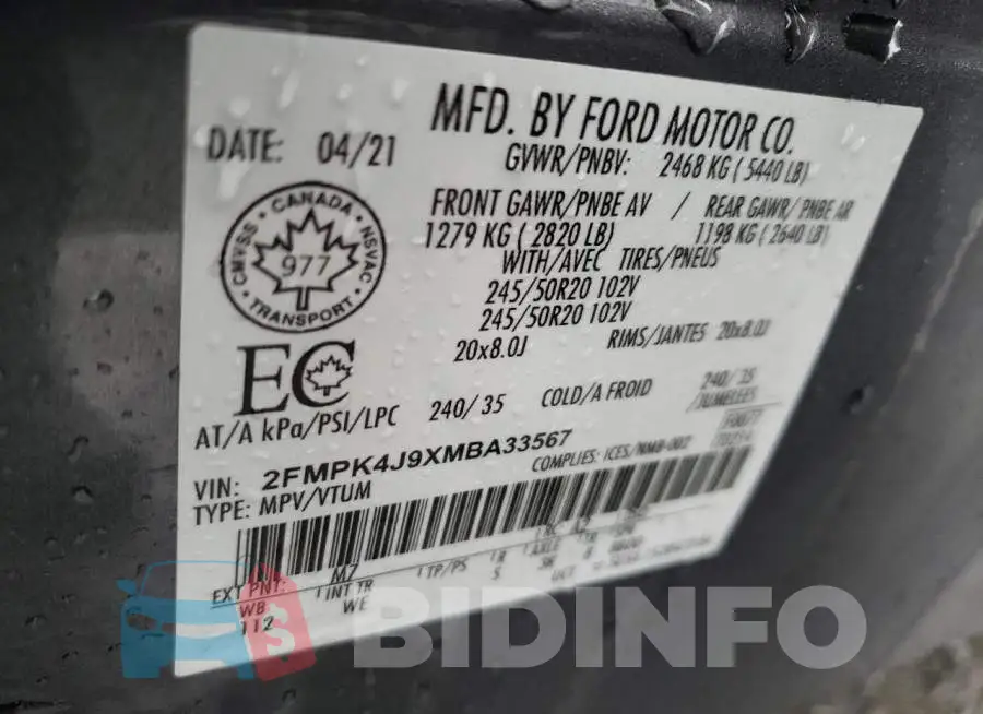 2FMPK4J9XMBA33567 Photo# 14