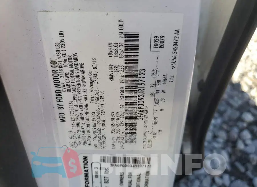 3FA6P0D93JR197123 Photo# 12