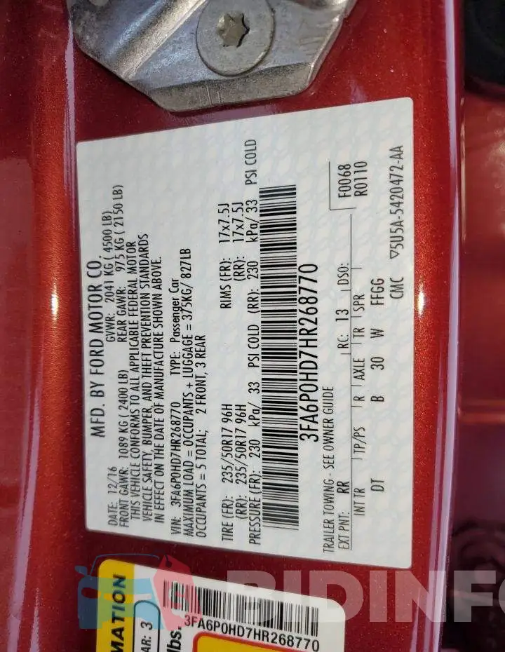 3FA6P0HD7HR268770 Photo# 13