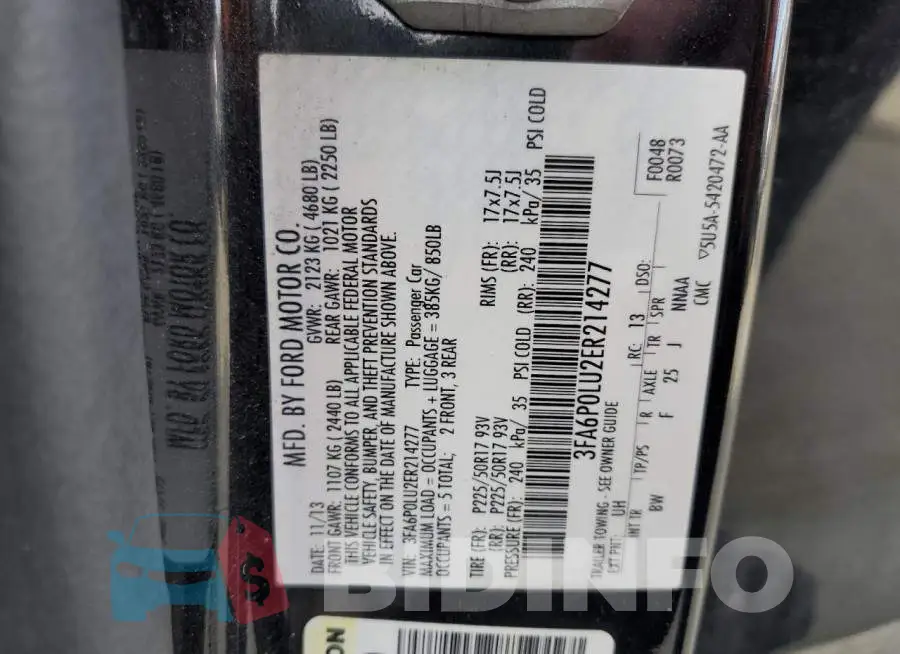 3FA6P0LU2ER214277 Photo# 12