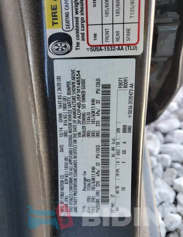 3FADP4BJ5FM148554 Photo# 12