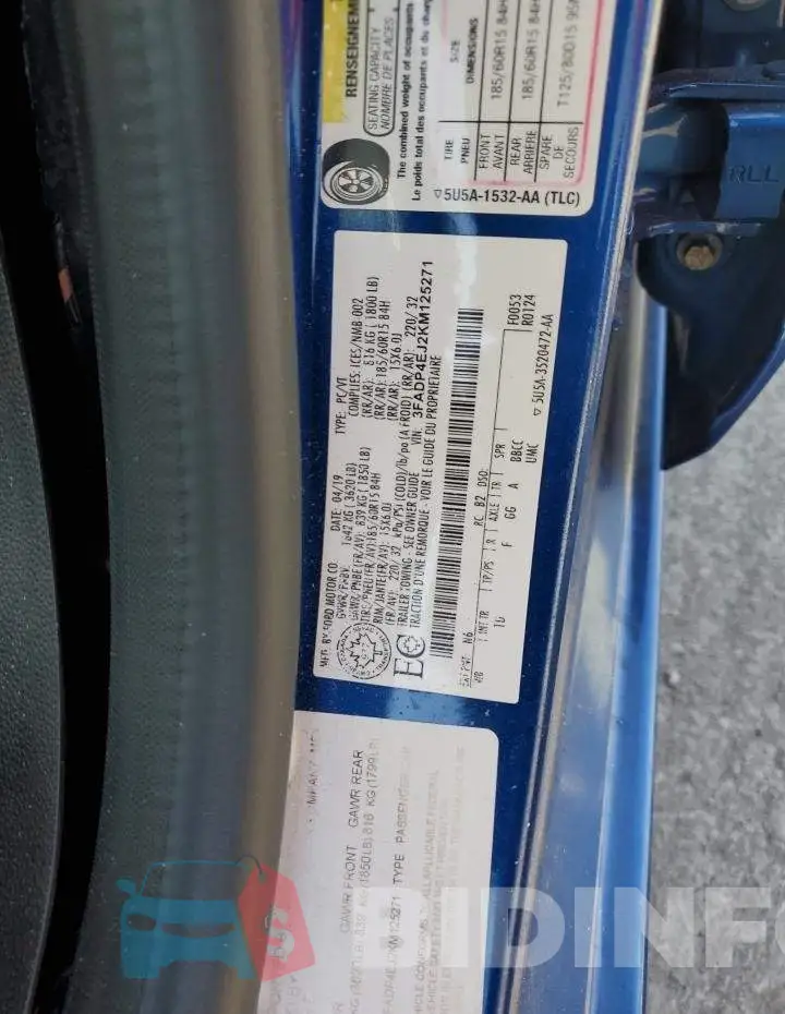 3FADP4EJ2KM125271 Photo# 12