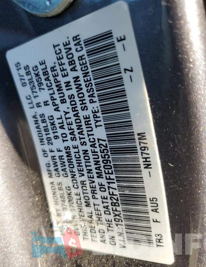 19XFB2F71FE095527 Photo# 12