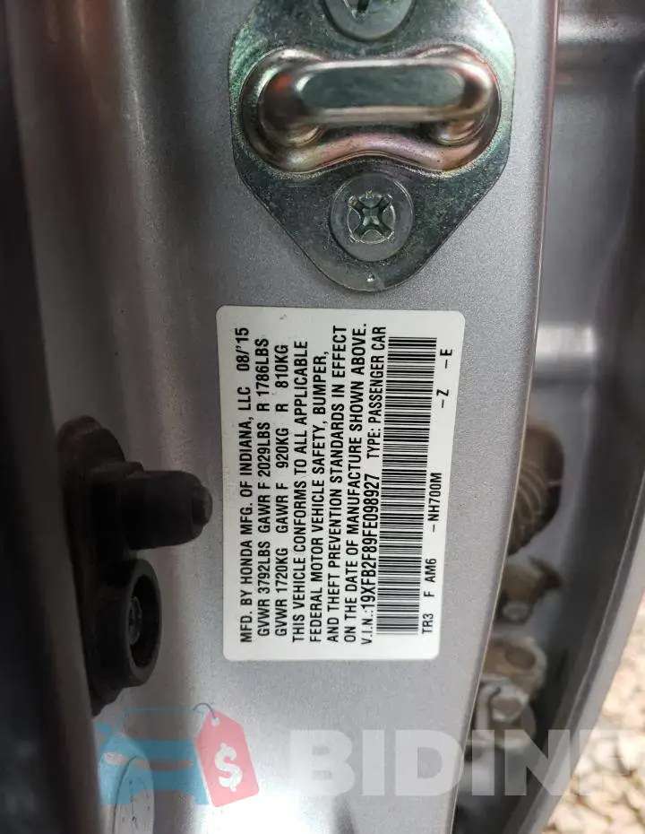 19XFB2F89FE098927 Photo# 12