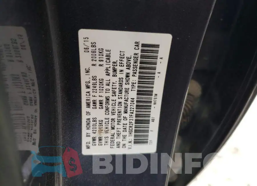 1HGCR2F37FA227044 Photo# 12