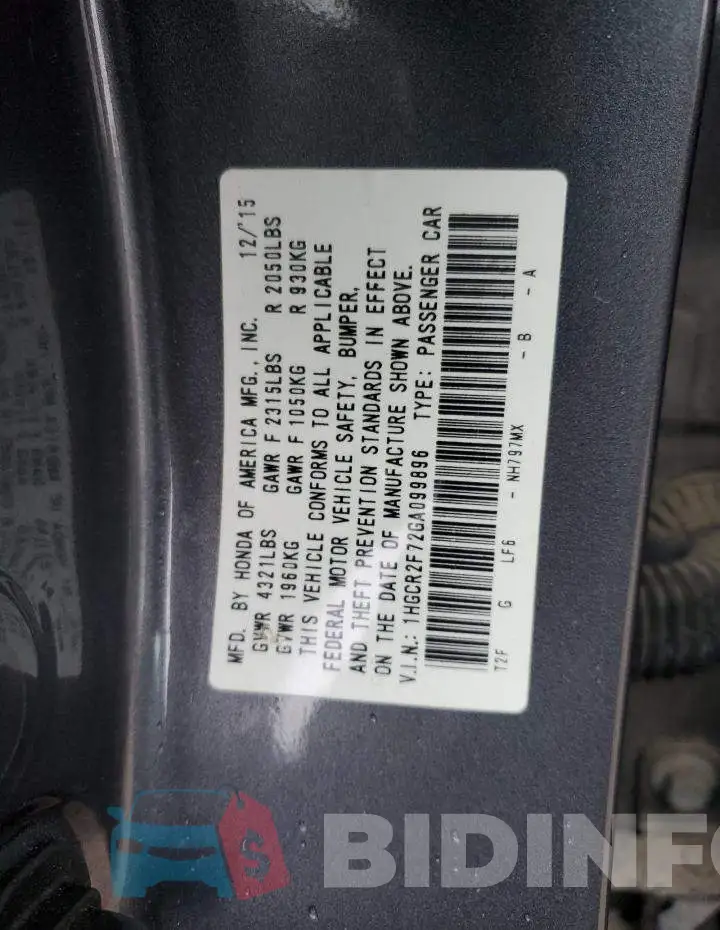 1HGCR2F72GA099896 Photo# 12