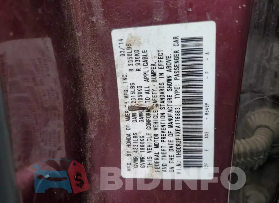 1HGCR2F7XEA176883 Photo# 12