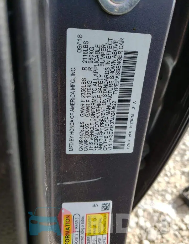 1HGCV1F37JA240522 Photo# 12
