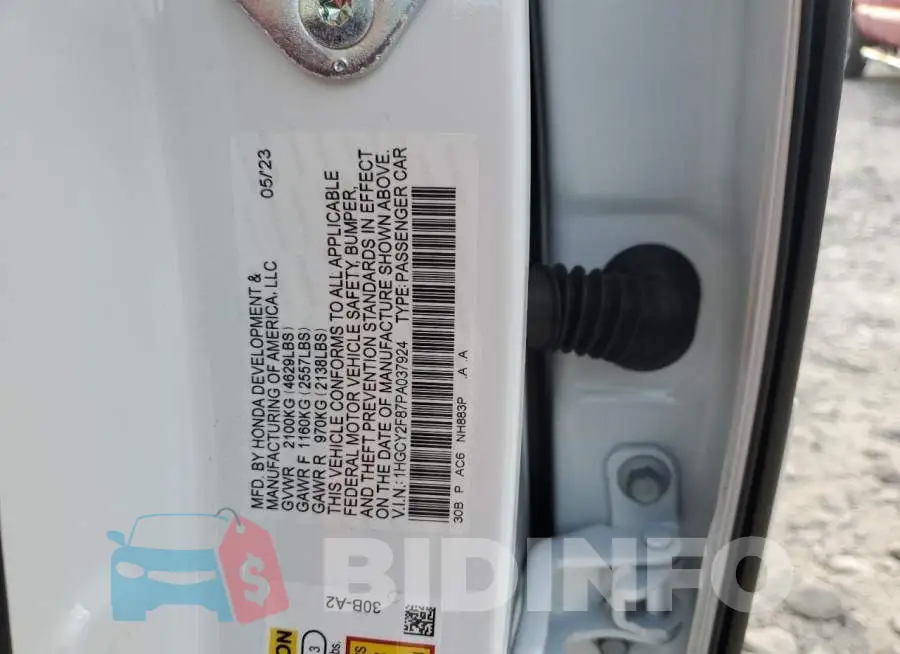 1HGCY2F87PA037924 Photo# 12