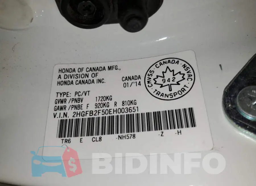 2HGFB2F50EH003651 Photo# 12