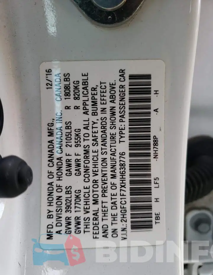 2HGFC1F7XHH638776 Photo# 12