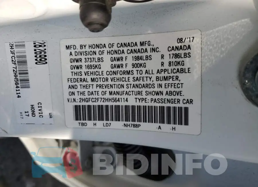 2HGFC2F72HH564114 Photo# 12