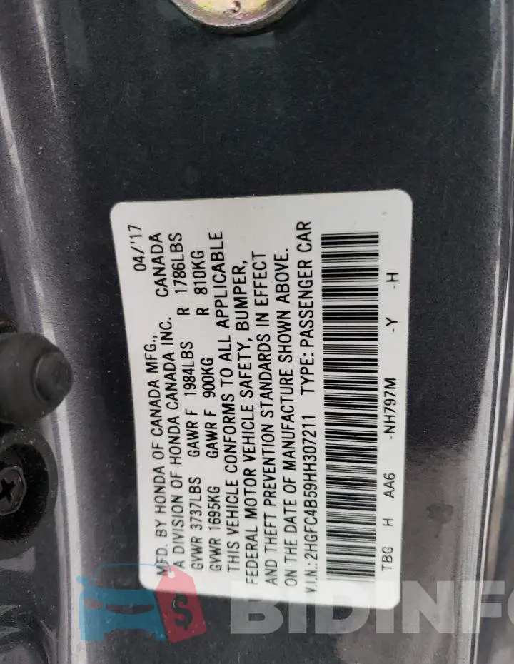 2HGFC4B59HH307211 Photo# 12