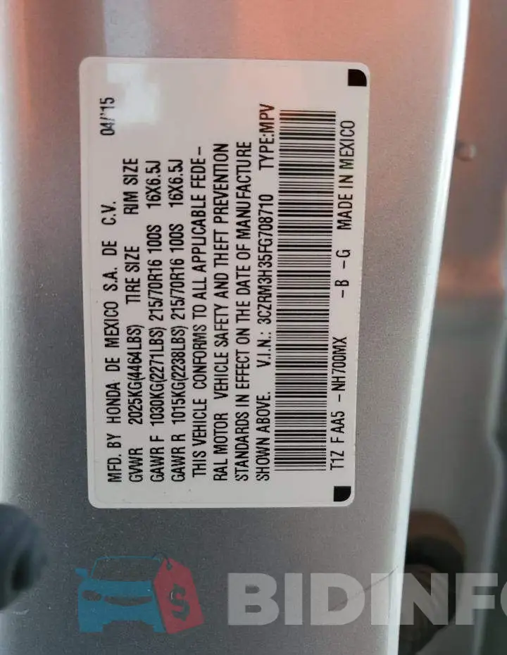 3CZRM3H35FG708710 Photo# 14