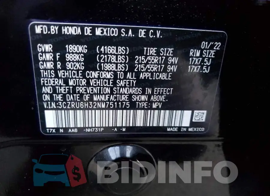 3CZRU6H32NM751175 Photo# 12