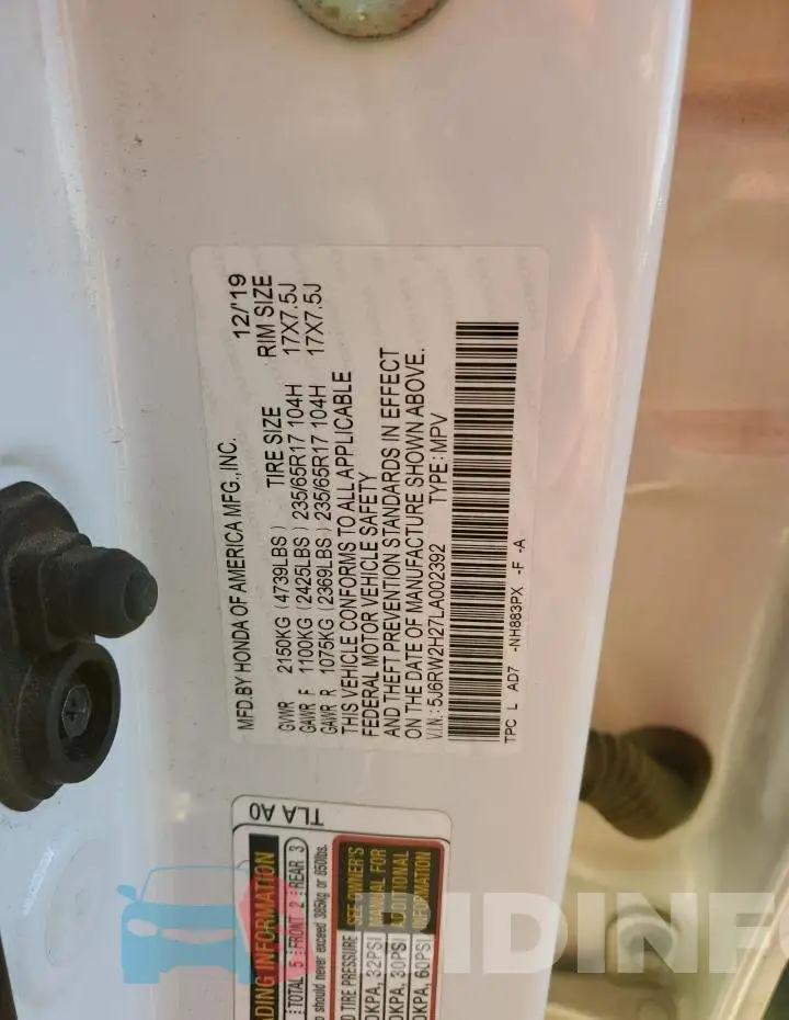 5J6RW2H27LA002392 Photo# 13