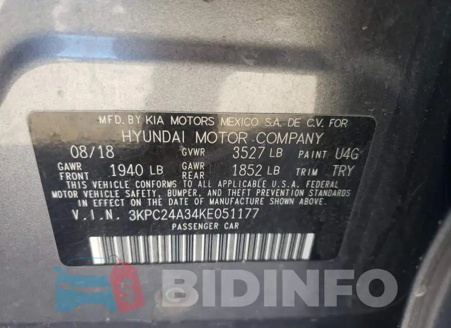 3KPC24A34KE051177 Photo# 13