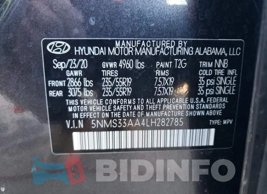 5NMS33AA4LH282785 Photo# 13
