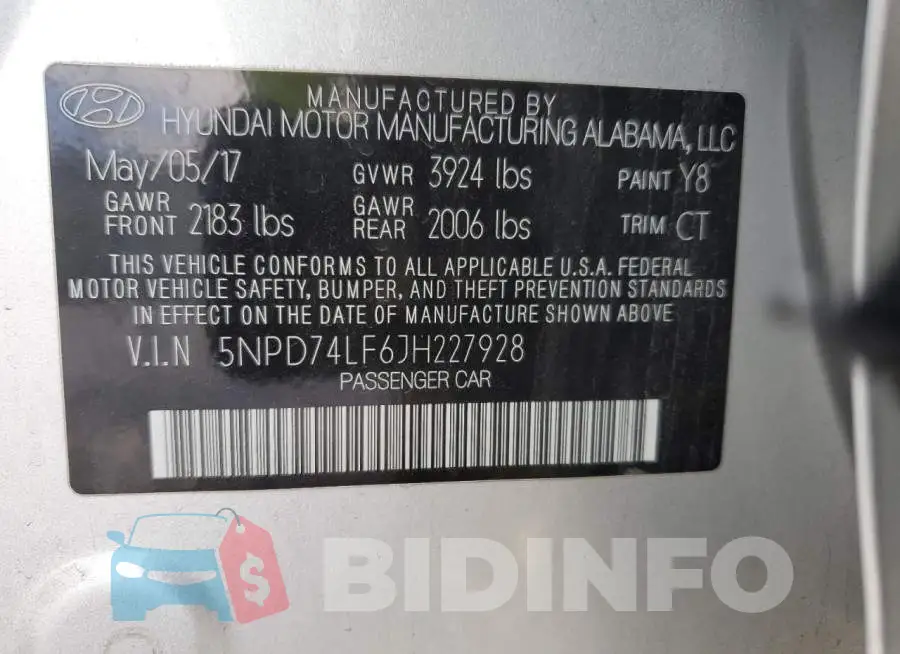 5NPD74LF6JH227928 Photo# 13