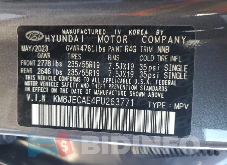 KM8JECAE4PU263771 Photo# 12