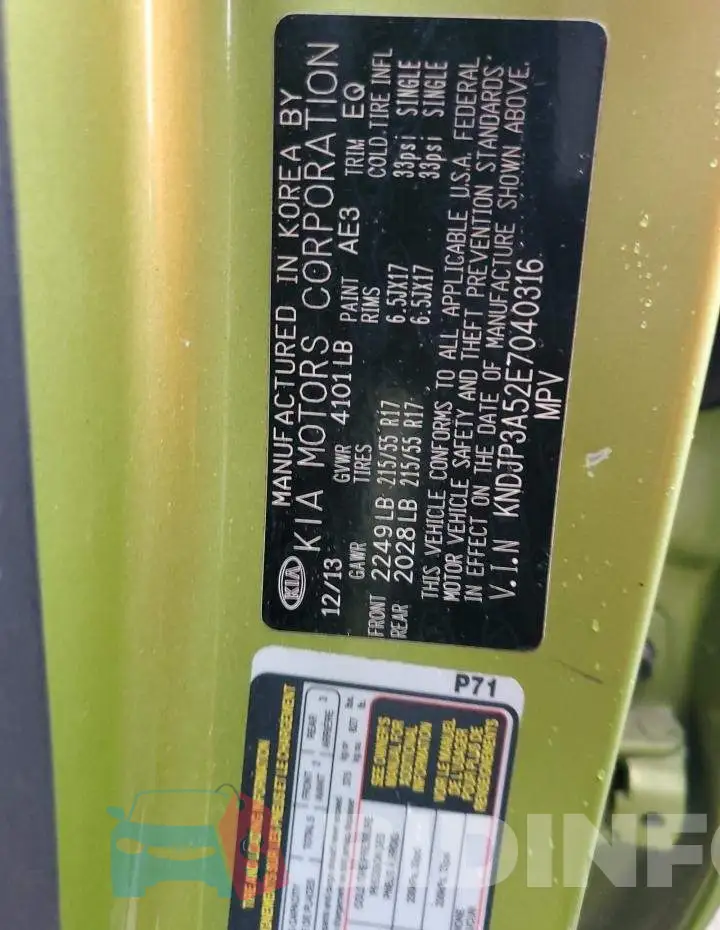 KNDJP3A52E7040316 Photo# 14