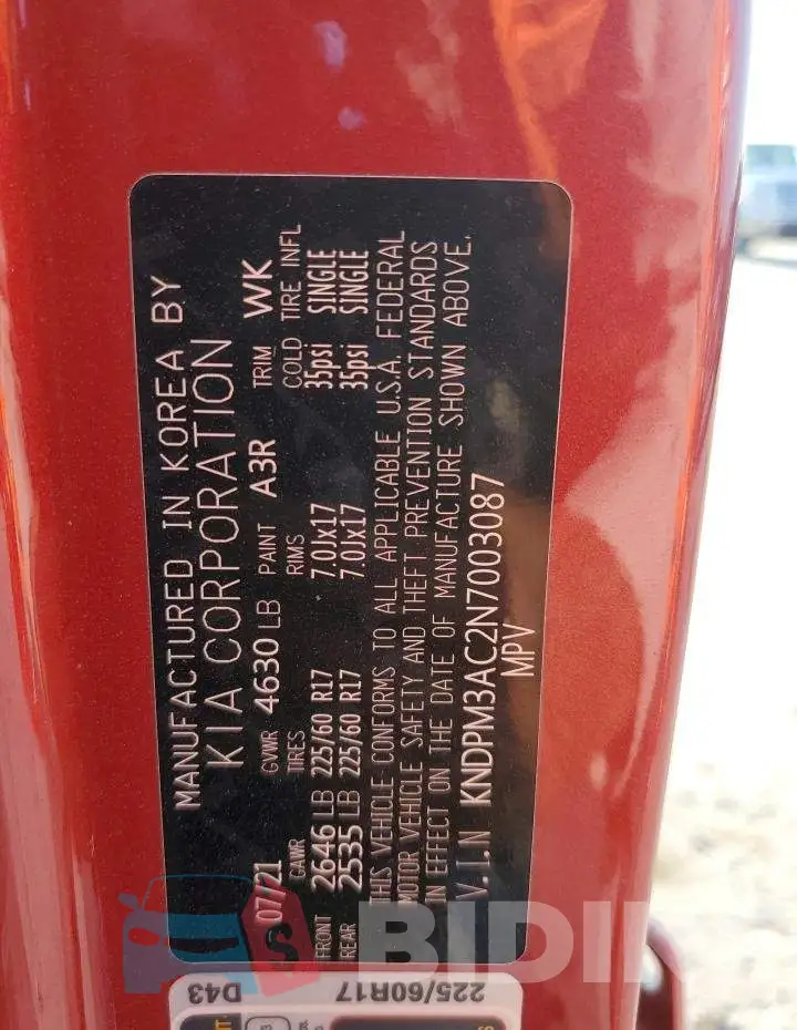 KNDPM3AC2N7003087 Photo# 14