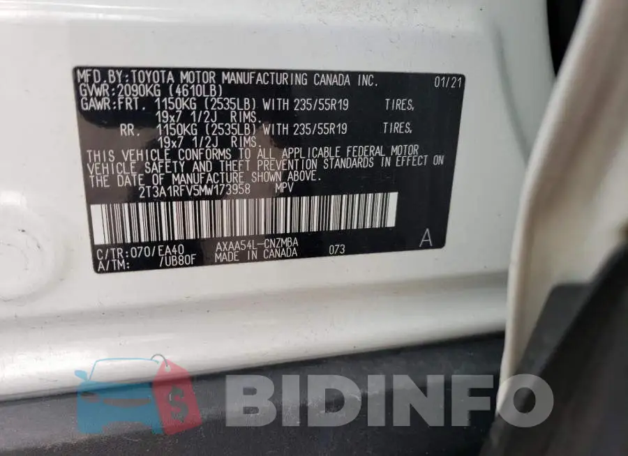 2T3A1RFV5MW173958 Photo# 12