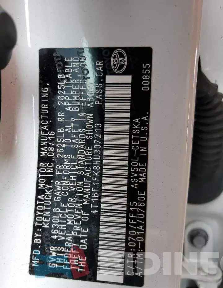 4T1BF1FK8HU307213 Photo# 12