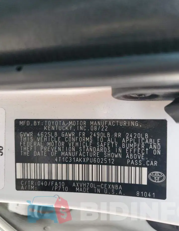 4T1C31AKXPU602512 Photo# 12