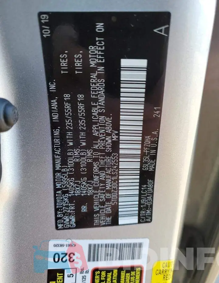5TDDZ3DC1LS242553 Photo# 13