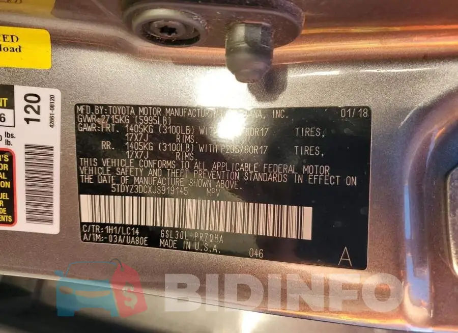 5TDYZ3DCXJS919145 Photo# 14
