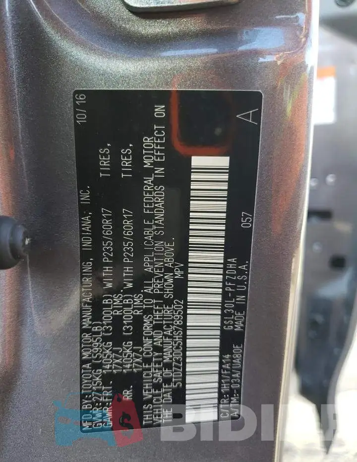 5TDZZ3DC5HS789502 Photo# 13