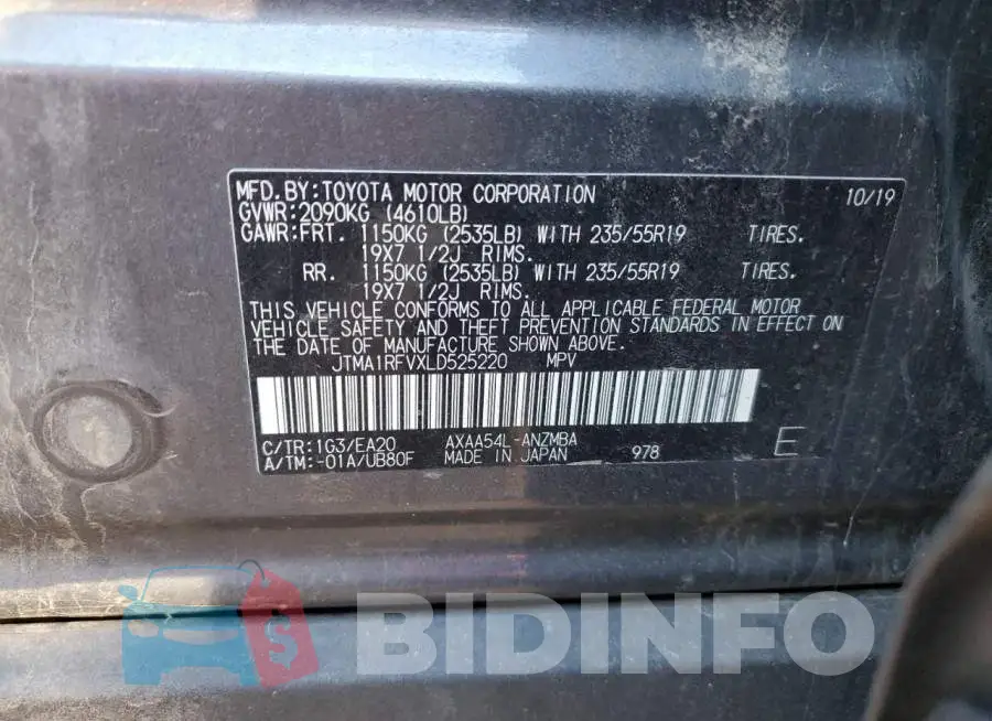 JTMA1RFVXLD525220 Photo# 12