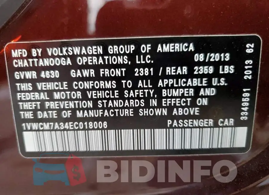1VWCM7A34EC018006 Photo# 13