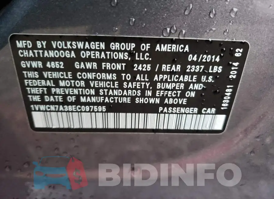 1VWCN7A38EC097595 Photo# 12